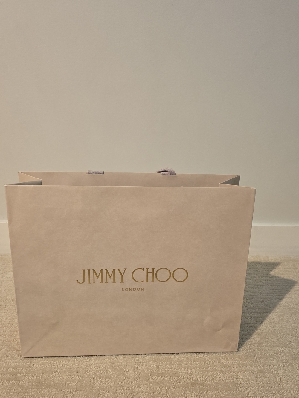 Jimmy Choo Beige Paper Shopping Bag with Gold Logo